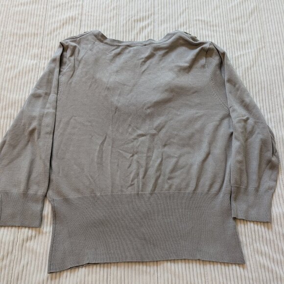 Talbots half button beaded cardigan gray and black Large EUC 3/4 sleeve - Picture 7 of 8